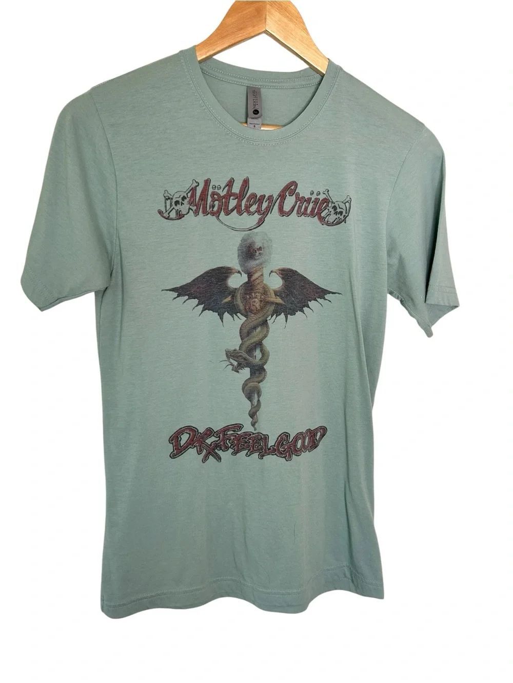 Motley Crew Men's Green Graphic Tee Dr. Feelgood Design Sage green size small